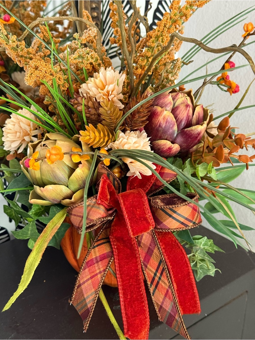 New Custom Fall Floral decor in Ceramic pumpkin planter